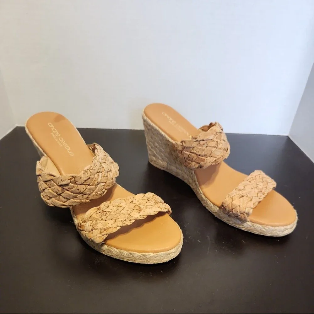 André Assous Aria Espadrille Wedge Beige Sandals EU 40